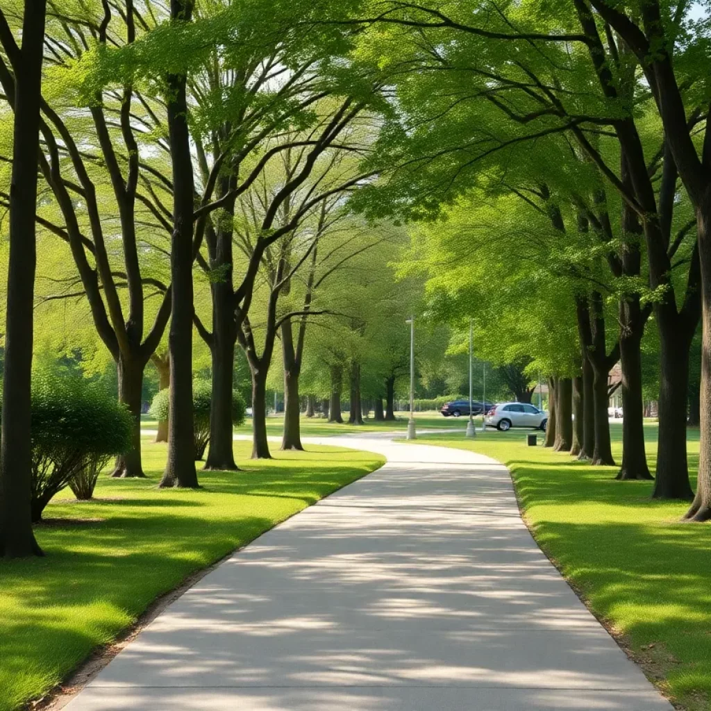 A peaceful park scene promoting community awareness in Knoxville.