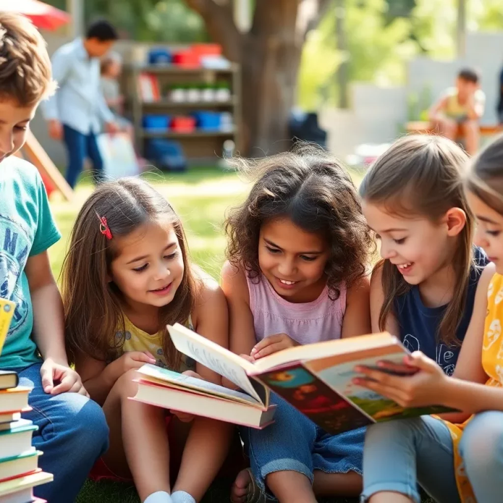 Children participating in a summer literacy program