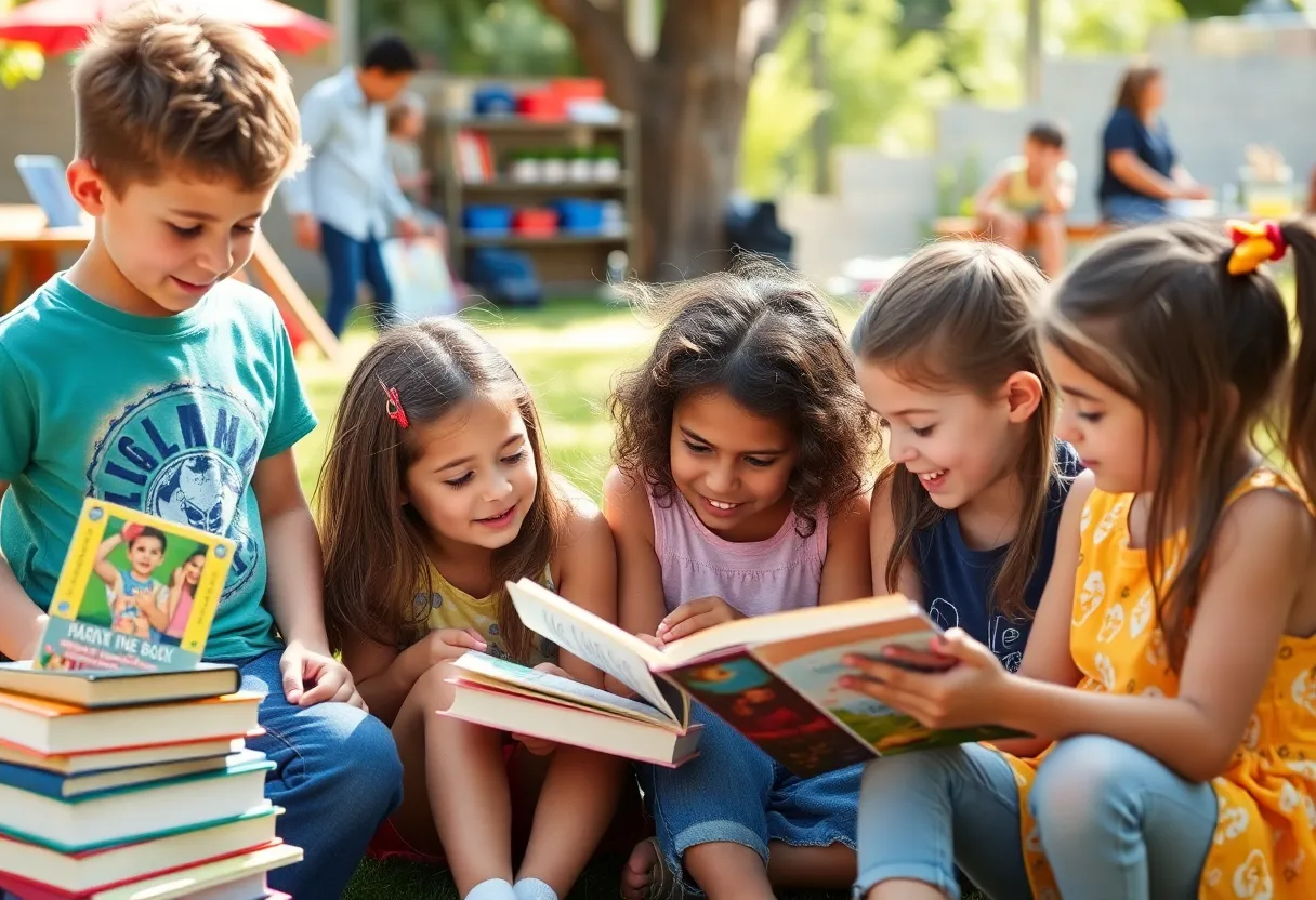 Children participating in a summer literacy program