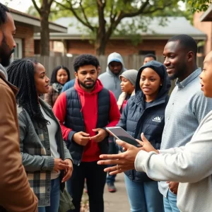 Community outreach workers engaging with locals to reduce gun violence in Knoxville.