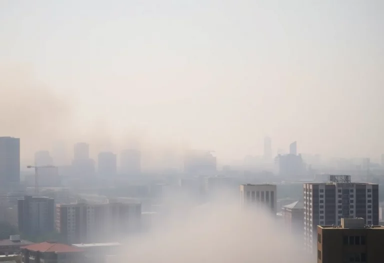 Hazy skyline of Michigan due to wildfire smoke