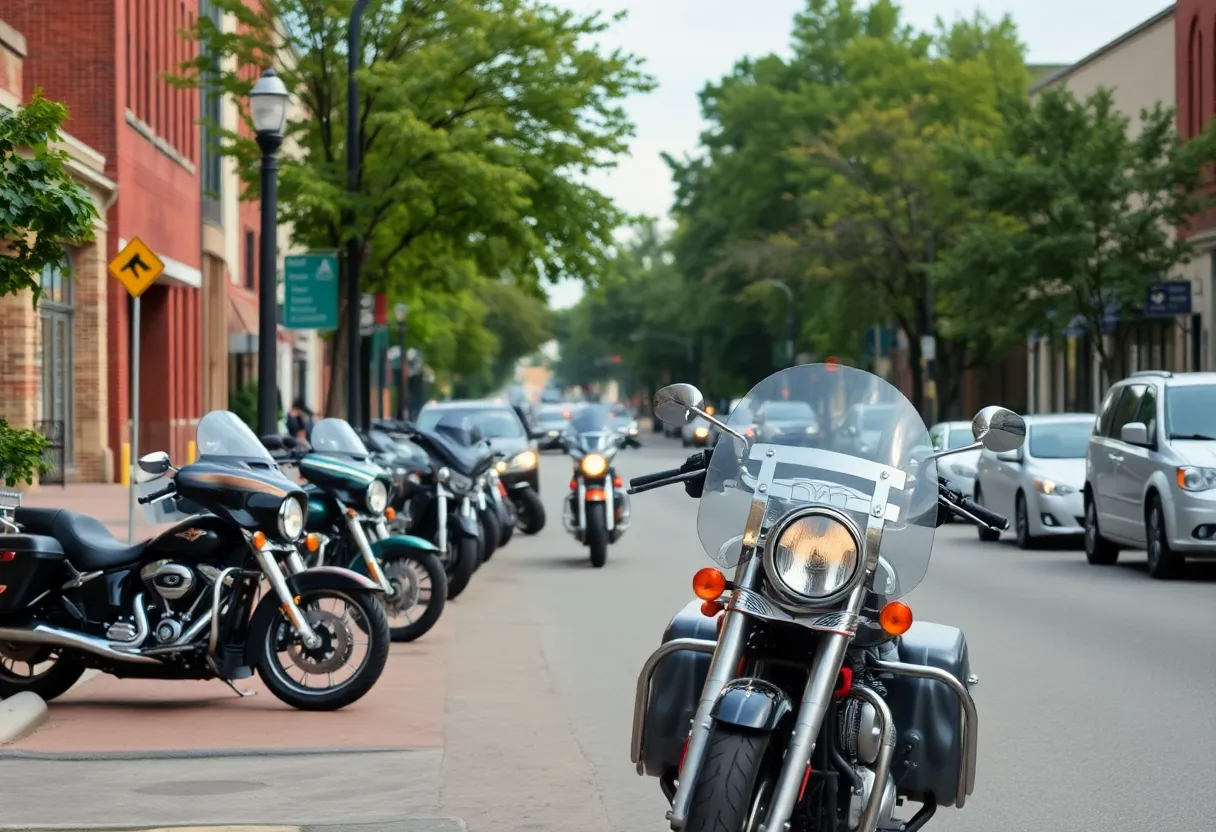 Parking area with motorcycles highlighting safety in Knoxville