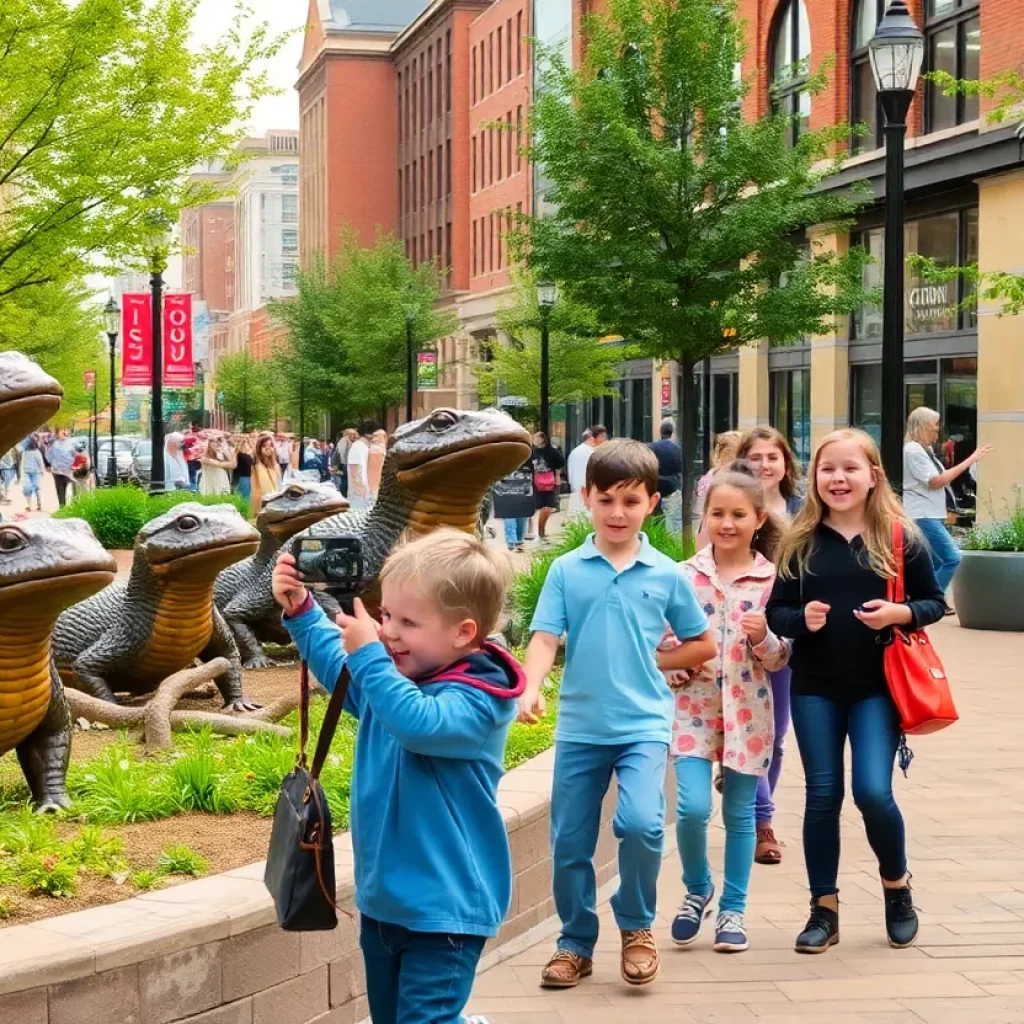 Life-sized bronze newt statues in Knoxville