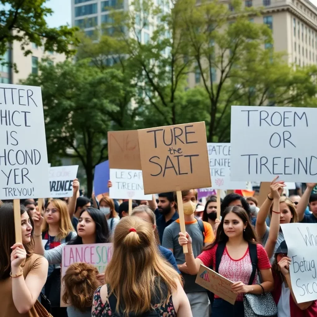 Protestors participating in No Kings protests in Knoxville