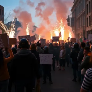 Protesters clashing with police at ICE facility in Portland