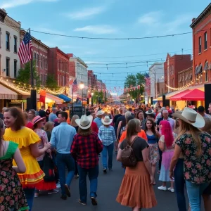Crowd enjoying activities at Rhinestone Fest in Knoxville