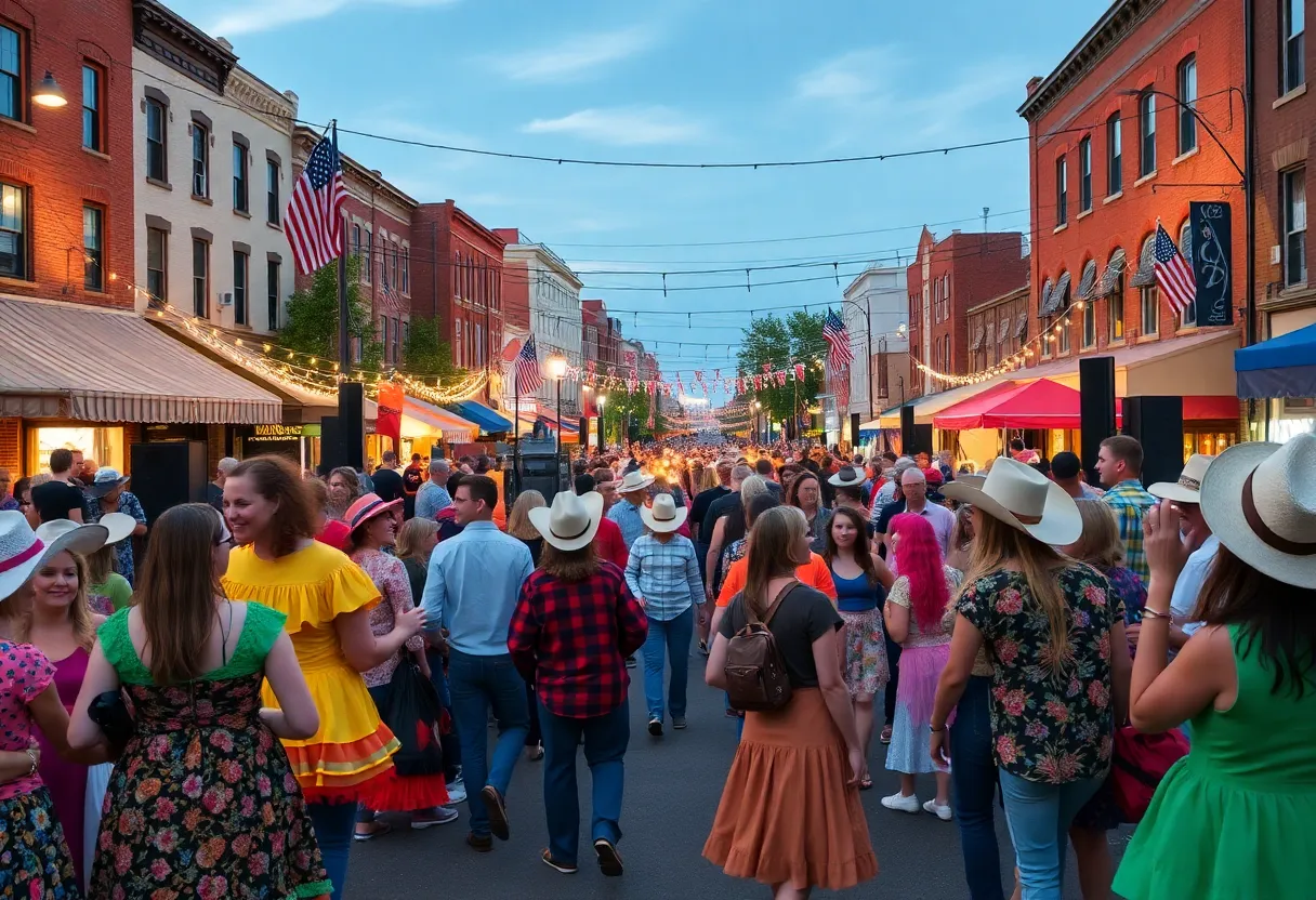 Crowd enjoying activities at Rhinestone Fest in Knoxville
