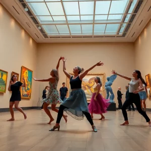 Dancers performing in the Knoxville Museum of Art