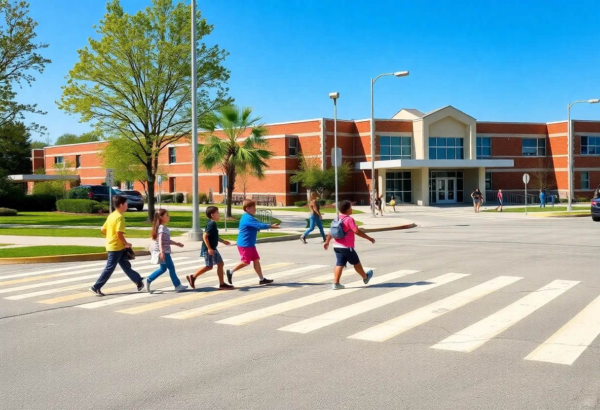 Speed cameras installed in a school zone for child safety
