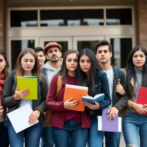 A group of international students showing concern over U.S. visa policies.