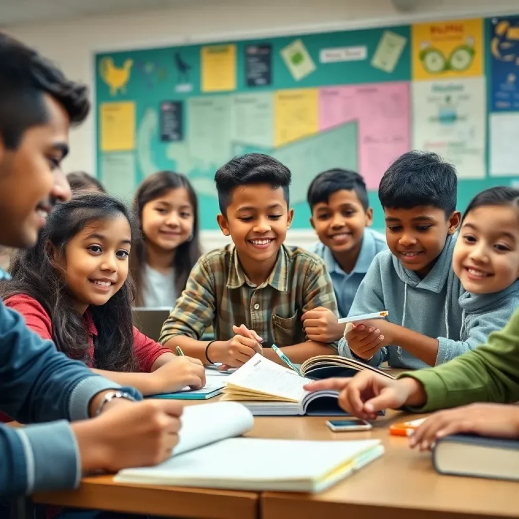 Students engaged in a classroom learning environment