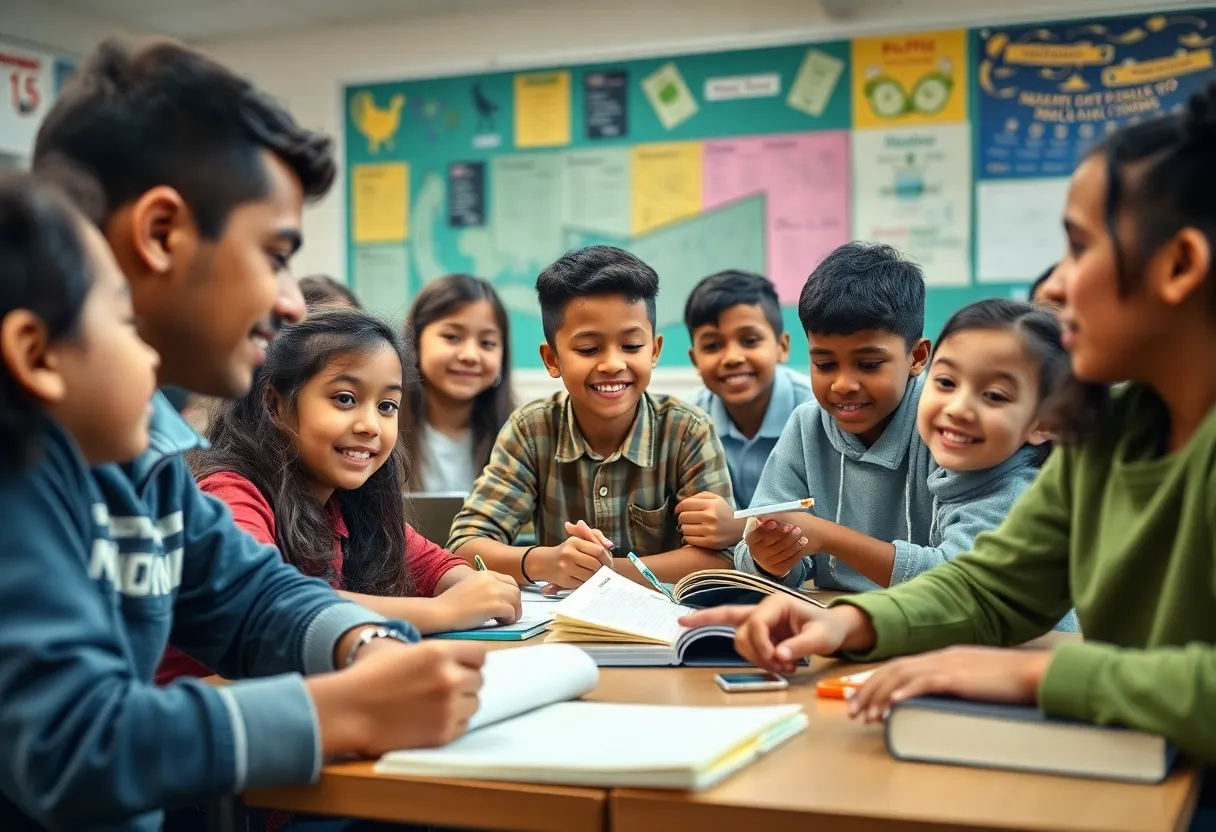 Students engaged in a classroom learning environment