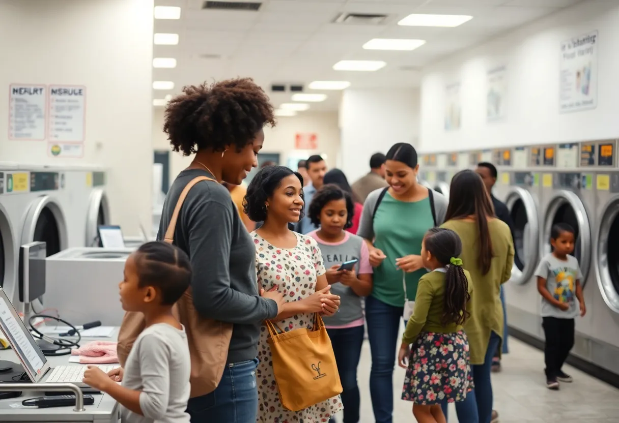 Families participating in Wellpoint Tennessee's Laundry Day community event