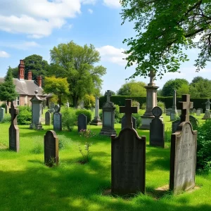 Photograph of Branch Hill Memorial Cemetery with historical gravestones