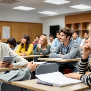 Students in a classroom focused on learning without devices