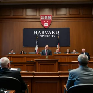 Scene from a courtroom battle over Harvard funding cuts