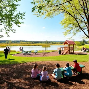Children playing in the Nature Playscape at Ijams Nature Center