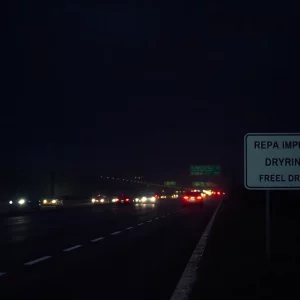 Impaired driving warning signs on a highway