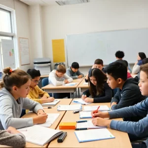 Students participating in a gifted and talented program activity