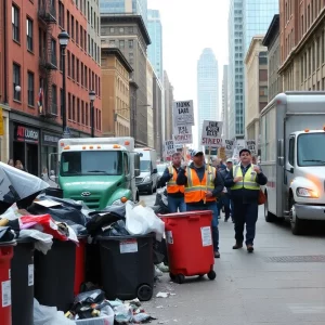 City workers rally in Philadelphia during a strike.