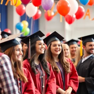 Graduates celebrating at Tullahoma graduation ceremony
