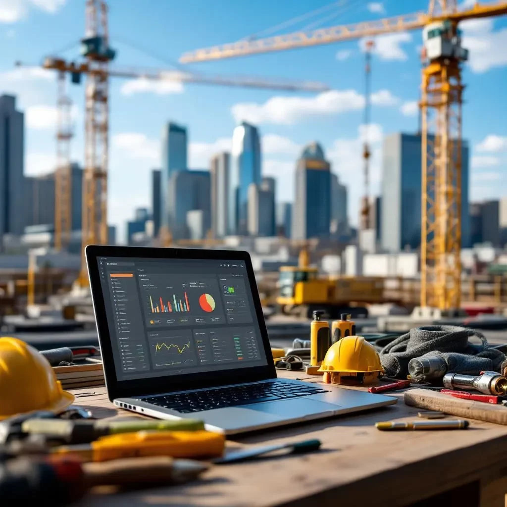 Construction site in Knoxville featuring top project management software on display.