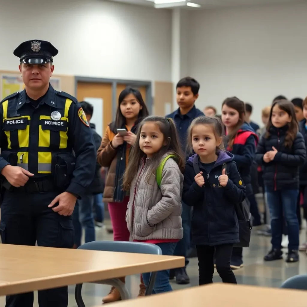 Police and school safety officers at Central High School during a security incident
