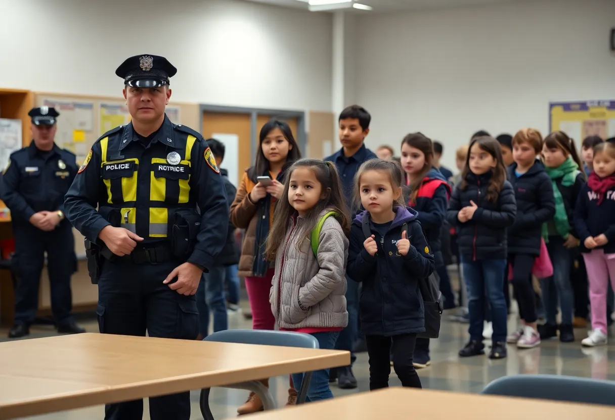 Police and school safety officers at Central High School during a security incident
