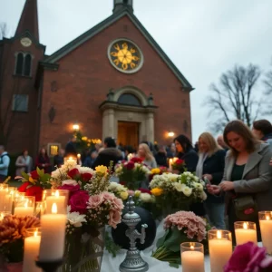 Community memorial outside Annunciation Catholic Church