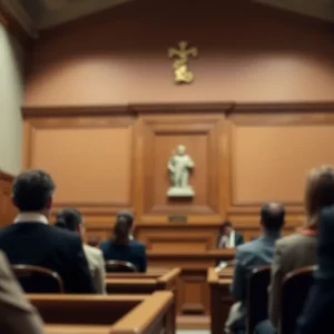 Conceptual representation of courtroom justice and survivor challenges