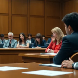 Jurors deliberating in a courtroom