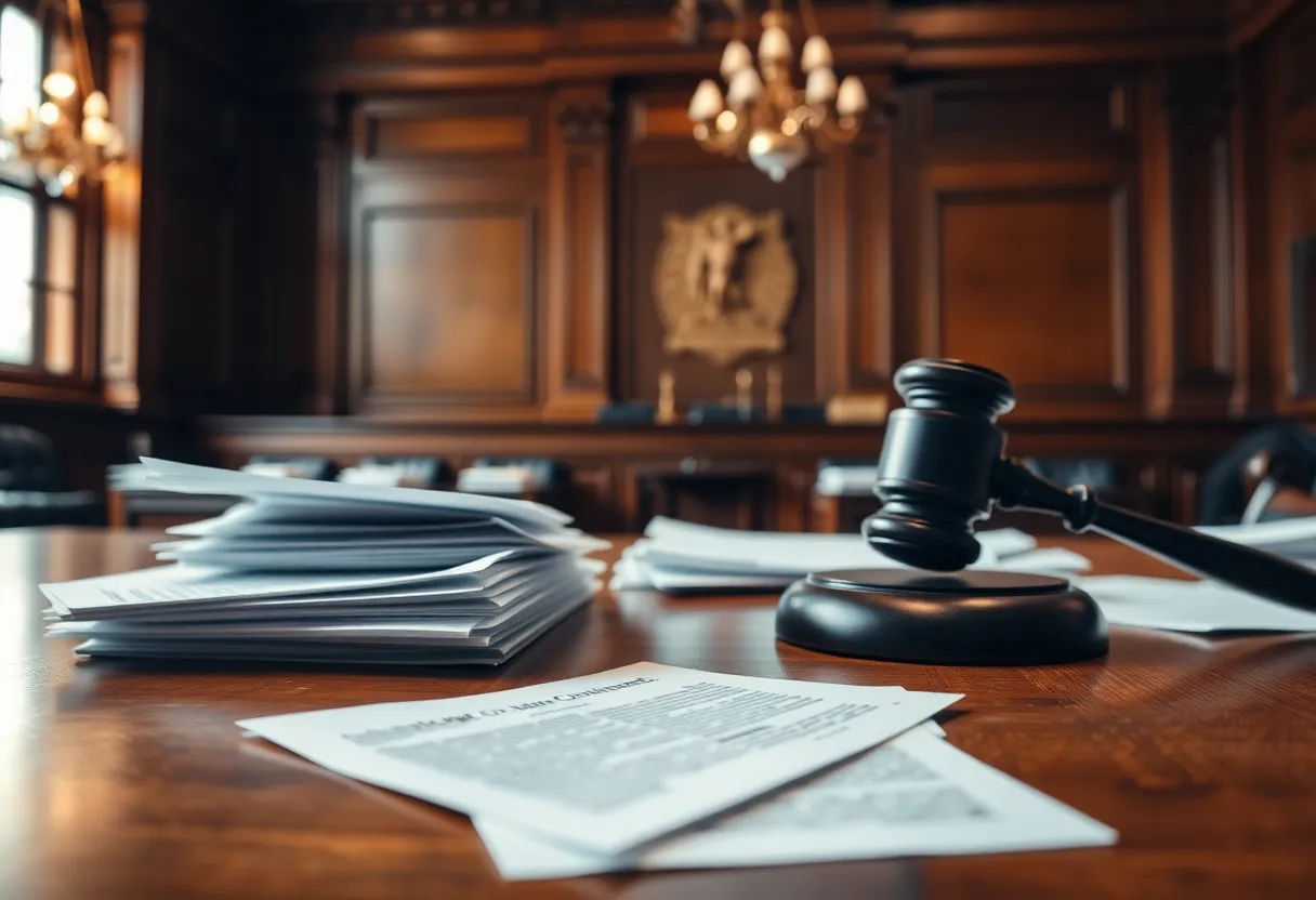 Interior of Knox County courtroom with legal documents