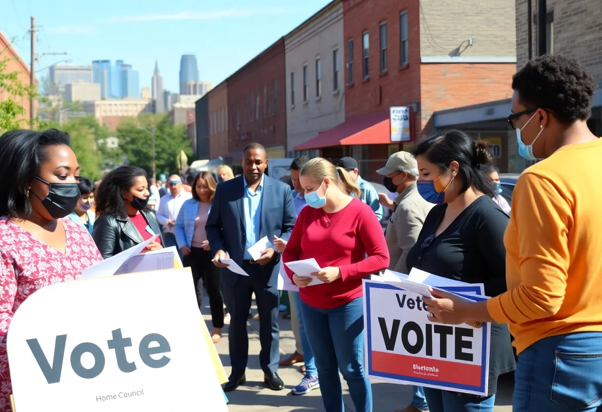 Voters in Knoxville during a city council election campaign.