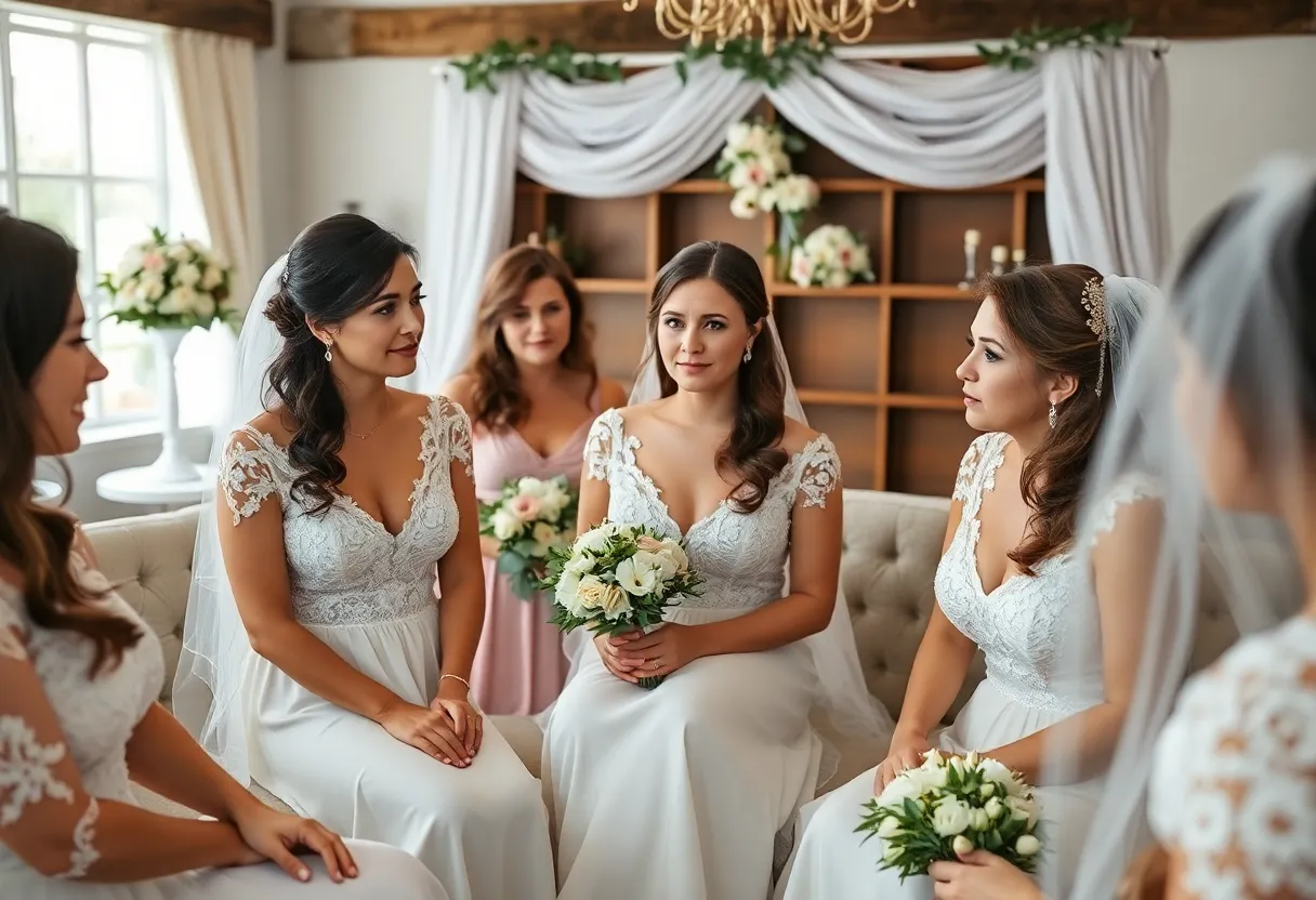Group of women discussing their wedding experiences