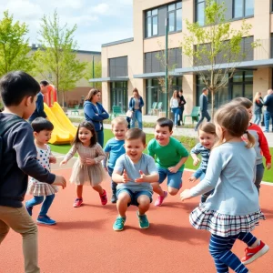 Students enjoying a new playground at Knoxville schools