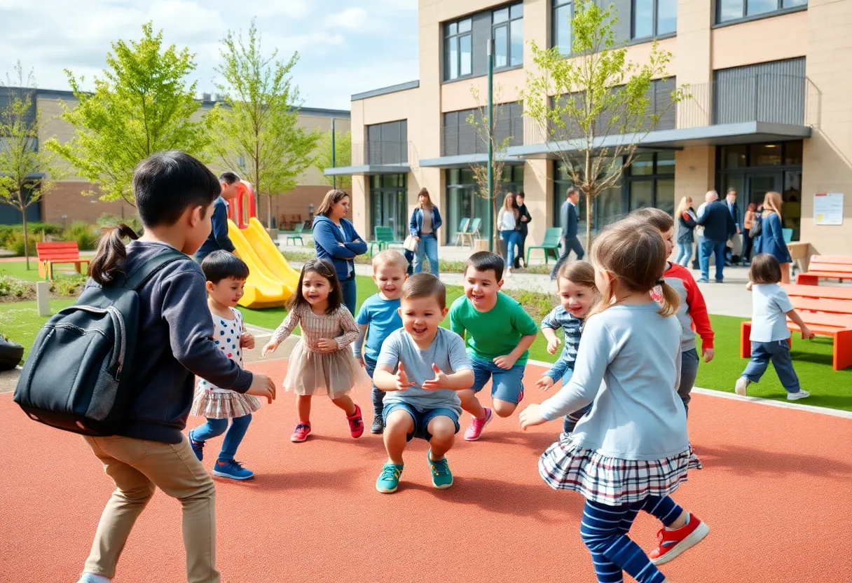 Students enjoying a new playground at Knoxville schools