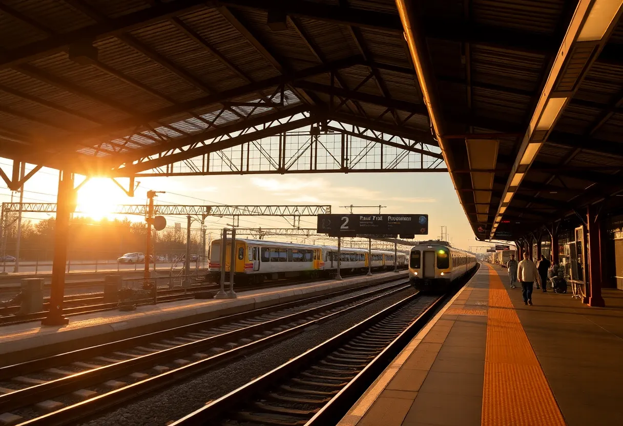 A vibrant train station in Knoxville promoting passenger rail services.