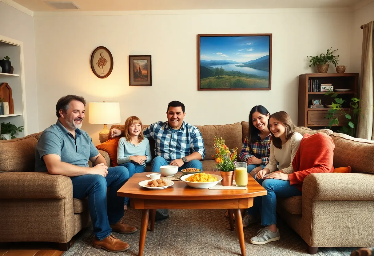 Family scene depicting warmth and Southern hospitality reflecting themes from Leanne Morgan's sitcom.