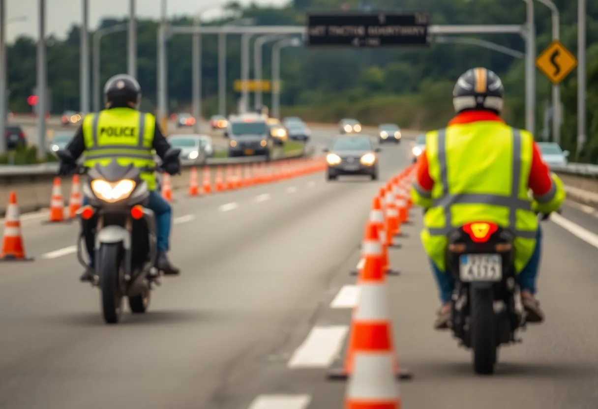 Scene of a motorcycle crash on Interstate 40 East with emergency response teams