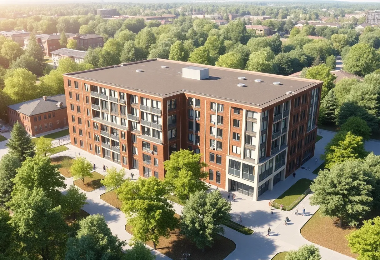 Concept design of the new Oak Street Residence Hall at UTC