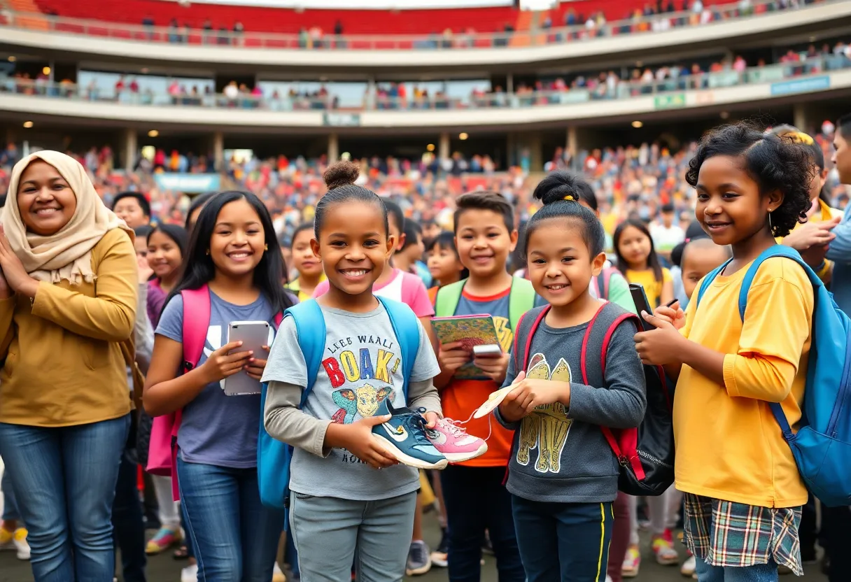 Families attending the Shoes for School Knoxville event.