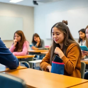 Students in a classroom without using personal devices.