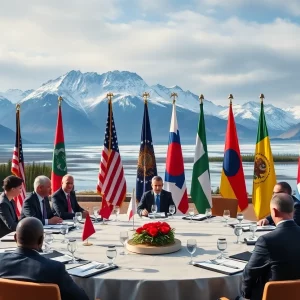Meeting between Trump and Putin in a scenic Alaskan setting