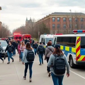 Police responding to a false active shooter report on a university campus