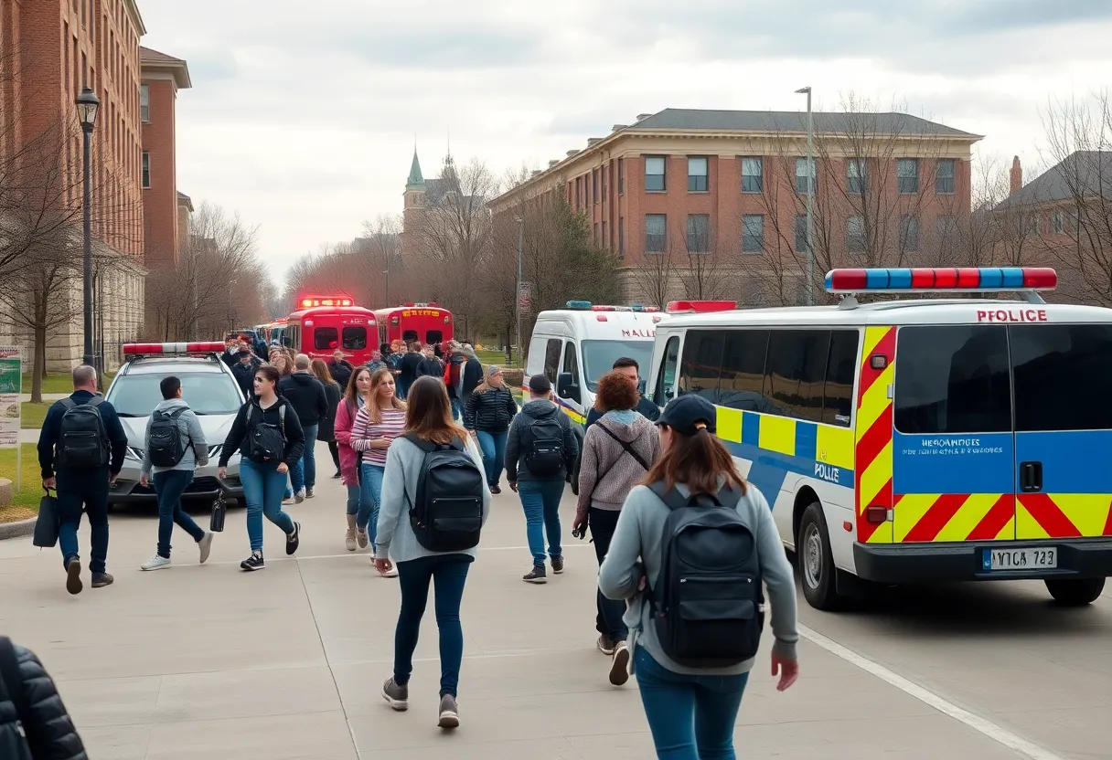 Police responding to a false active shooter report on a university campus