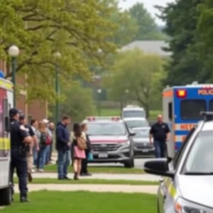 Students and faculty evacuating UTC campus during lockdown