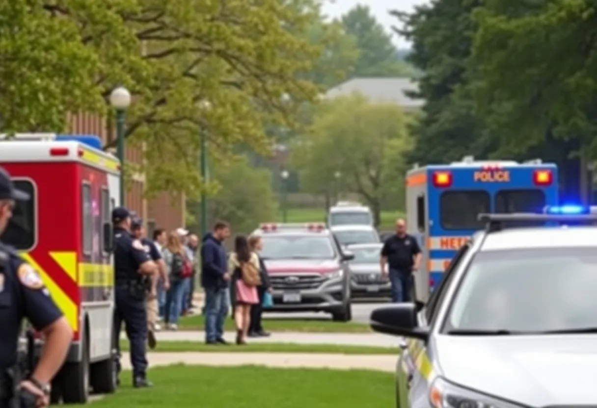 Students and faculty evacuating UTC campus during lockdown