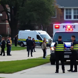 Police vehicles on UTC campus during lockdown