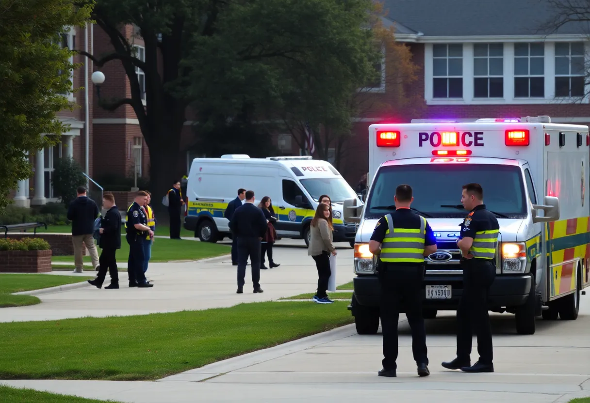 Police vehicles on UTC campus during lockdown