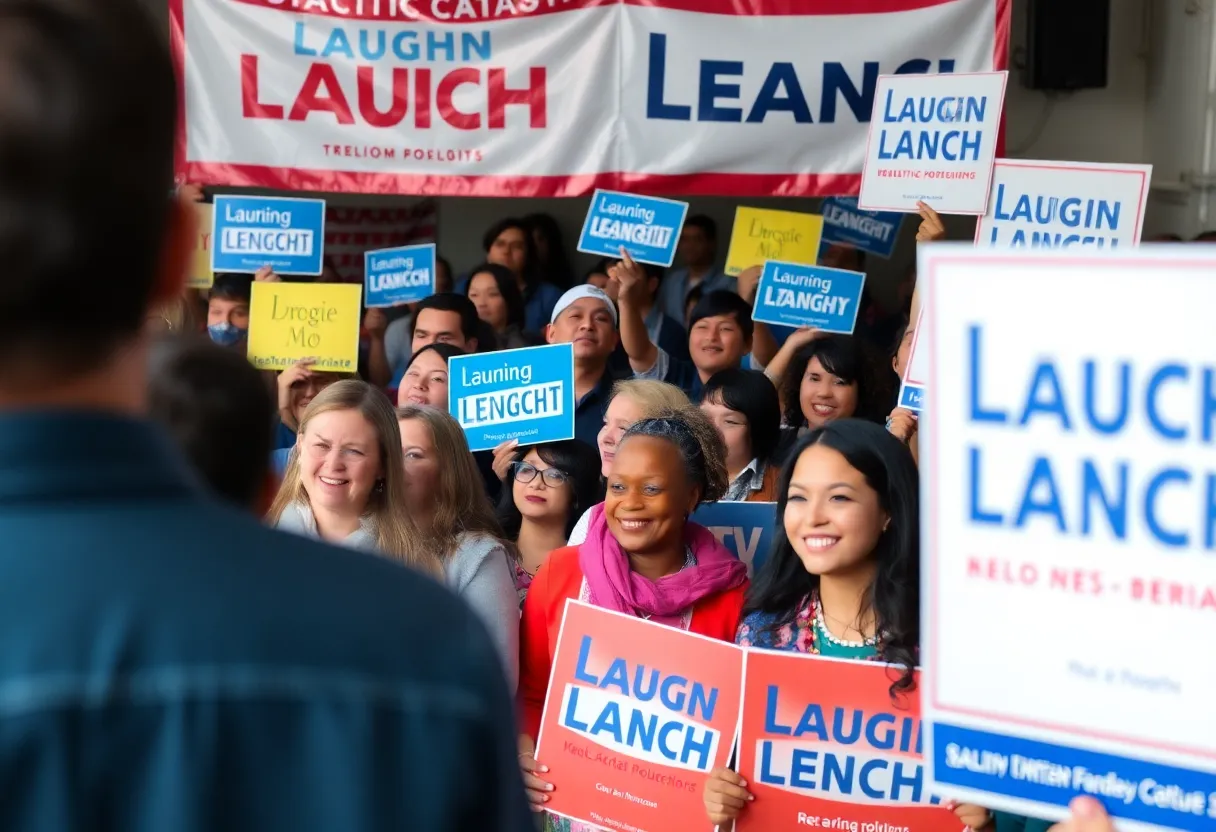 Crowd at Dr. Michaela Barnett's campaign launch event